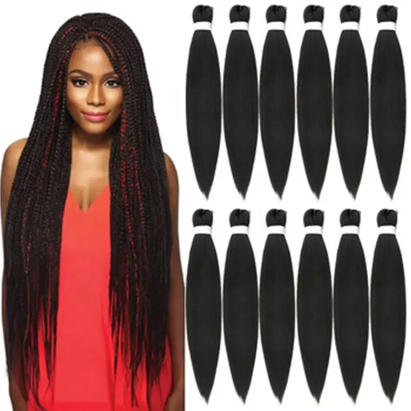 Vente de gros Extensions de cheveux synthétiques yaki lisses, ombrés tressés Ultra darling Private Label Ez Braid Salt and Pepper Pony