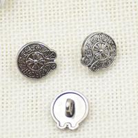 Kancing Logam Vintage Perak Berpola Bintang Poligonal 12MM hingga 18MM untuk Pakaian, Kancing Jahit Logam