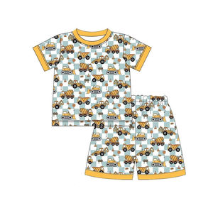 Conjunto de Pijama para Bebés Niños, Camiseta de Manga Corta con Estampado de Tractores de Granja y Pantalones Cortos, Estilo Casual, Alta Calidad - Product Image 3