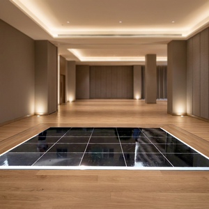 Modern Wedding Dance Floor Panels Glossy <b>Black</b> Wood Grain Portable Event Flooring - Product Image 1
