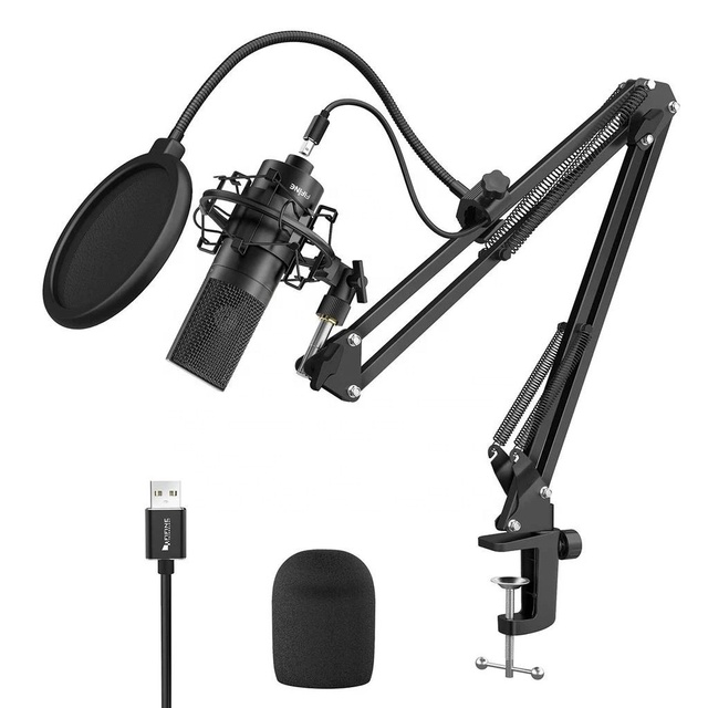 For Professional USB Condenser Microphone Kit-Noise Cancelling Metal Construction Wired Desktop Conference Microphone for