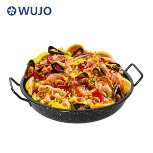 WUJO 16cm-38cm Plats de fruits de mer écologiques Ustensiles de cuisine Poêle à <span class=keywords><strong>paella</strong></span> noire enduite d'émail en acier au carbone pour la cuisine à domicile - Product Image 1