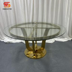 Mesa de Comedor de Acero Inoxidable Dorado de Lujo con Diseño Nuevo y Elegante para Bodas - Product Image 1