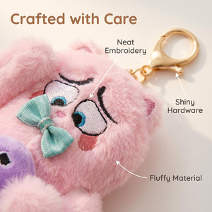 Portachiavi Peluche Gatto Simpatico e Stravagante con Espressione Pieno di Pietà, Giocattolo Morbido Creativo, Mini Ornamento per Borsa con Cuore, Rosa, Pesce, Mascotte, Regali - Product Image 4