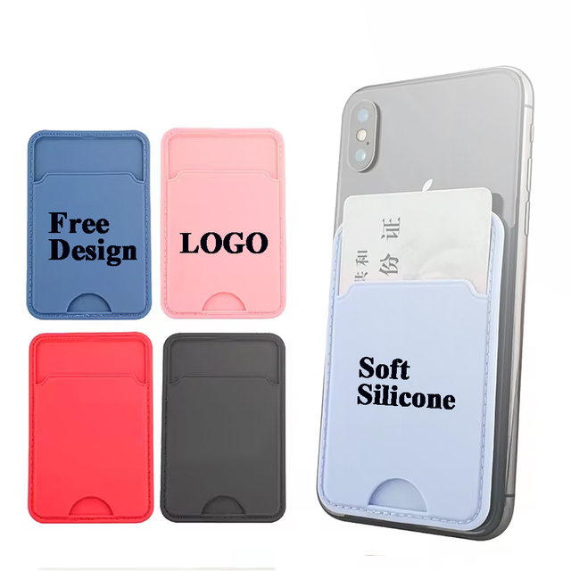 New Arrival Self Adhesive Phone Sim Card Holder Wallet, Colorful Silicone Stick on Phone Wallet Card Holder
