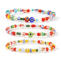 Ensemble de bracelets en cristal de couleur exotique faits à la main, ensemble de perles colorées mélangées