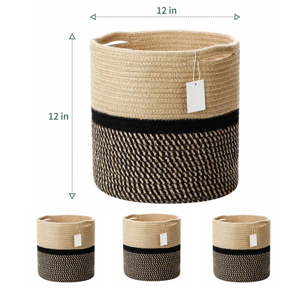 Экологически чистая Складная хлопковая веревка 12x12 дюймов, плетеная корзина для растений, корзина для горшечных растений, джутовая веревочная корзина на заказ для деревьев и цветов