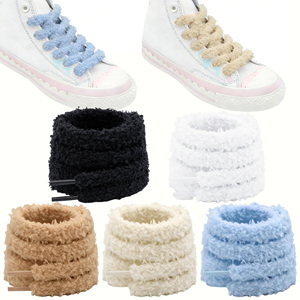 Baskets en Toile Décontractées Personnalisées de 1CM de Large, Lacets Plats Doux <span class=keywords><strong>et</strong></span> Moelleux de Haute Qualité, Paire de Velours en Peluche en Polyester - Product Image 1