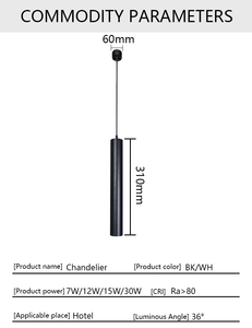 Lampadario Moderno a Sospensione LED, Faretto Cilindrico Regolabile in Altezza, in Alluminio, per Hotel, Casa, Camera da Letto, Cucina, Bar - Product Image 4