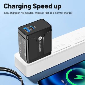 Chargeur rapide magnétique USB-C et USB 20W QC3.0 avec protection contre les courts-circuits pour téléphones portables et ordinateurs portables (prises US/EU/UK) - Product Image 1