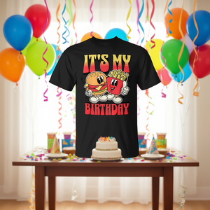 T-shirt à thème anniversaire Burger, manches courtes, col rond, unisexe, pour adultes, vêtements de fête, impression sérigraphique - Product Image 3