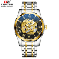 Montre mécanique en acier inoxydable au design unique et ajouré, élégante et étanche pour homme d'affaires