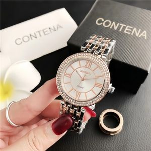 Montre à quartz de luxe pour femme avec cadran à chiffres romains orné de strass en diamant, bracelet en acier inoxydable de 38 mm, boîtier en alliage - Product Image 6