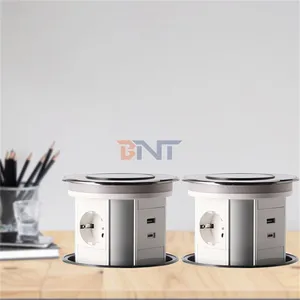 BNT 15w Office Furniture And Table Round Qi Wireless Charger For Smart Mobile Phone Hotel Coffee Table Charging Station