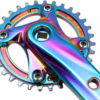 Pédalier VTT en aluminium CNC 34T BCD104, anodisé arc-en-ciel caméléon, 1X, fabricant de pièces de vélo personnalisées OEM ODM
