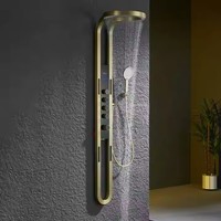Meilleures ventes Douche de tête à effet pluie or brossé Ensemble de douche à affichage de la température par LED Panneau de douche à jet massant