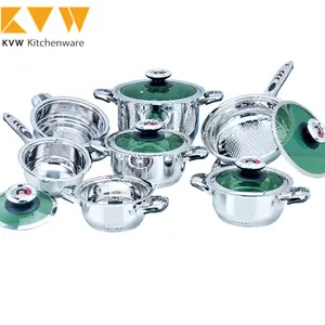 स्टेनलेस स्टील Cookware सेट 12 टुकड़े रसोई युद्ध Cookware बर्तन और धूपदान कांच के ढक्कन के साथ सेट