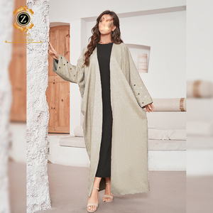 Zaynab Abaya abierta musulmana para mujer con bordado árabe de manga larga tela de poliéster transpirable-Four Season Dubai <span class=keywords><strong>moda</strong></span> Islámica - Product Image 3