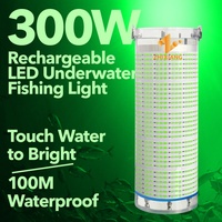 Lampe de pêche LED submersible 300W rechargeable sans fil 12V, lampe attirante pour poissons, lumière LED verte sous-marine pour la pêche au calmar