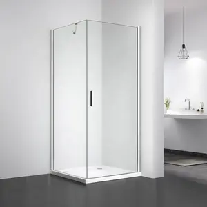 Banheiro de alumínio com dobradiça de vidro temperado para banheiro de design simples superior a 2024
