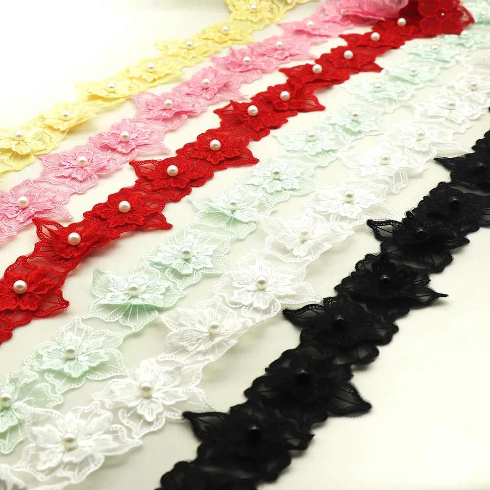 6CM Width Colorful Beaded Embroidery Handmade DIY Accessories Sewing Material Just a trim Lace Fabrics For Dresses