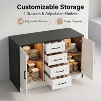 Buffet de cuisine moderne en bois avec 2 armoires de rangement et 4 tiroirs pour cuisine