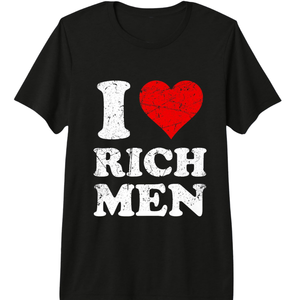 เสื้อยืดพิมพ์ลาย I Love Rich Men แบบเรียบง่าย ยูนิเซ็กส์ ดีไซน์ตัวอักษรโดดเด่น ทันสมัย สไตล์ลำลอง ผ้าฝ้าย สตรีทแวร์ รับผลิตตามแบบ (OEM) พร้อมสกรีนโลโก้ ลดราคา น้ำหนัก 220 กรัม - Product Image 1