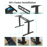 Cadre de bureau électrique réglable en hauteur, à double moteur, avec design ergonomique à rainures, pour une installation rapide