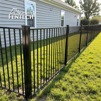 Fentech Durables 4 'X 6' Panel de valla de aluminio Ornamental Aluminio Flat Top 2 Rail Fence