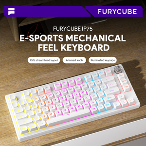 <span class=keywords><strong>Teclado</strong></span> FURYCUBE IP75 con Cable, 81 Teclas, Retroiluminación <span class=keywords><strong>RGB</strong></span>, Silencioso, con Sensación Mecánica y Perilla Multifuncional para Oficina y Escritorio - Product Image 1
