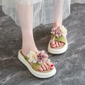Women's Summer Thick-Soled Floral <b>Slides</b> Stylish for Outdoors Work Perfect Soft Non-<b>Slip</b> Soles for Comfortable All-Day Wear - Product Image 3