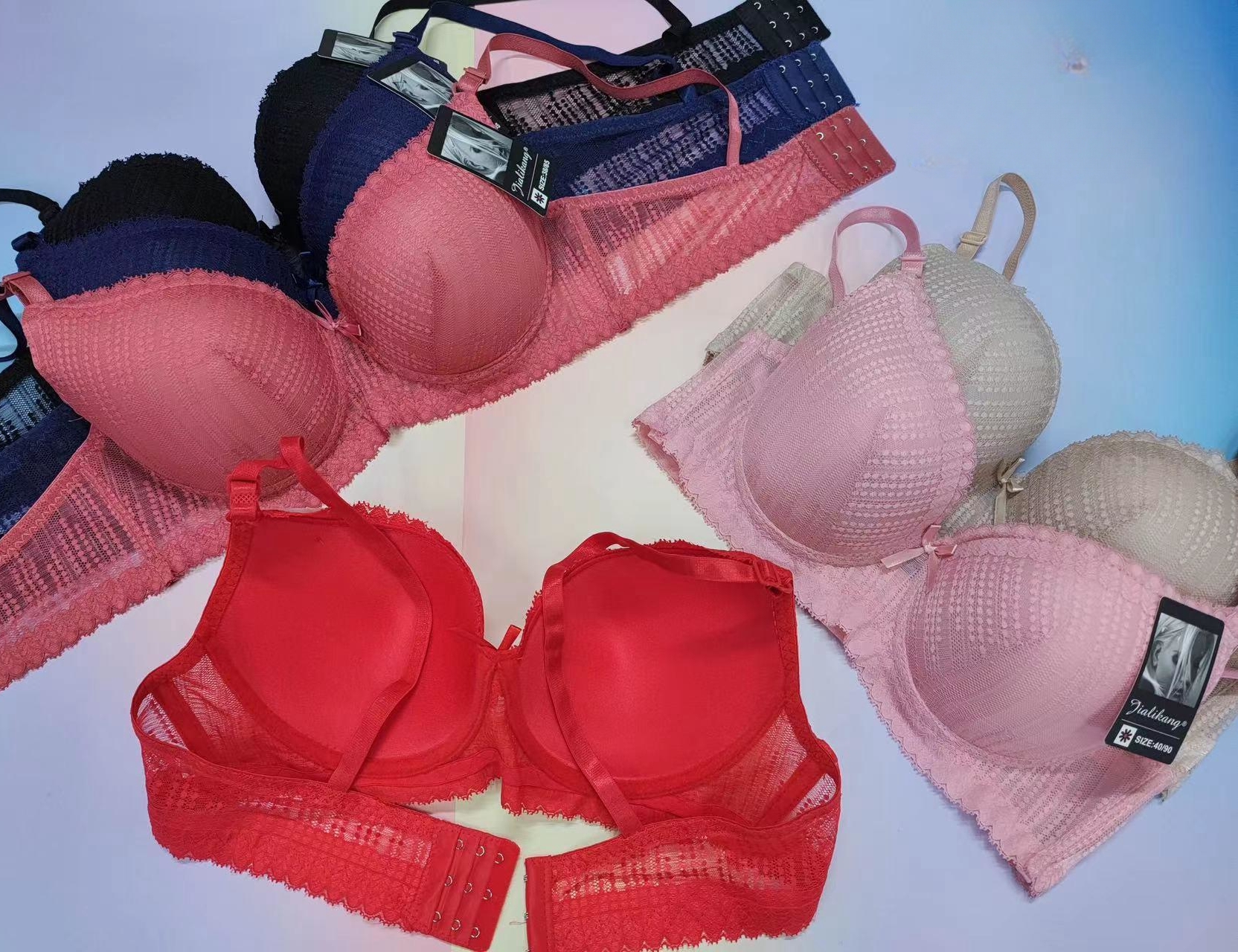 Big Breast 38-44 Breathable Push-up Lace Adjusted-straps Sexy Fashionable Printed Underwire Bra for Big Breasts Woman
