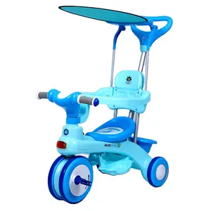 Hochwertige kreative All-in-One-Kinder pedal Dreirad Kinderwagen mit Regenschirm Dreirad