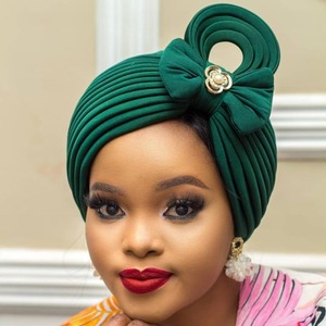 Hecho a mano nigeriano boda Gele africano Auto Gele Headtie musulmán <span class=keywords><strong>turbante</strong></span> gorra árabe India sombrero Mujer cabeza envuelve <span class=keywords><strong>Turbante</strong></span> Mujer - Product Image 3