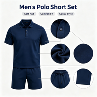 Ensemble polo tricoté décontracté pour homme, hauts à manches courtes et shorts, tenue d'été deux pièces, séchage rapide, style urbain, vêtements de golf