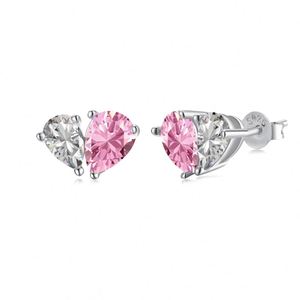 Dylam Tiny Luxurious S925 <b>Silver</b> 18K Gold Plated Double Stone Waterdrop Heart Shape 5A Zirconia Stud Earrings for Daily <b>Dress</b> up - Product Image 1