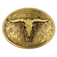 Hebilla de Cinturón de Rodeo Estilo Occidental Personalizada OEM ODM para Hombre, Diseño Grabado de Caballo y Toro, Artesanía Metálica Duradera