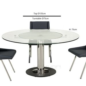 <span class=keywords><strong>Table</strong></span> à <span class=keywords><strong>manger</strong></span> ronde <span class=keywords><strong>extensible</strong></span> en <span class=keywords><strong>verre</strong></span> trempé 12 mm avec base en acier chromé, vente chaude - Product Image 5