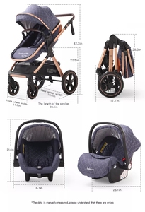 Poussette 3 en 1 de haute qualité pour bébé, système de voyage, porte-bébé réglable - Product Image 2