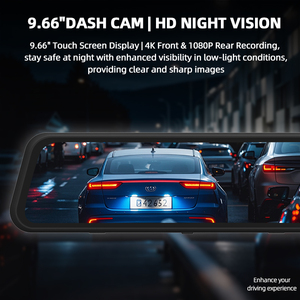 9.66 pouces HD IPS écran tactile voiture Dash Cam Vision nocturne 1080p Stream véhicule DVR avec 2 lentilles Wifi enregistrement en boucle - Product Image 2