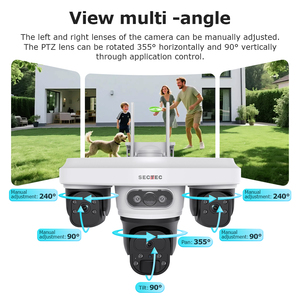 Sectec Wifi Full Time 24/7 Opname 9mp Bewegingsdetectie Draadloze <span class=keywords><strong>3</strong></span>-lens Beveiliging Aov Ip66 Waterdichte 4G Zonnebatterij <span class=keywords><strong>Camera</strong></span> - Product Image 5