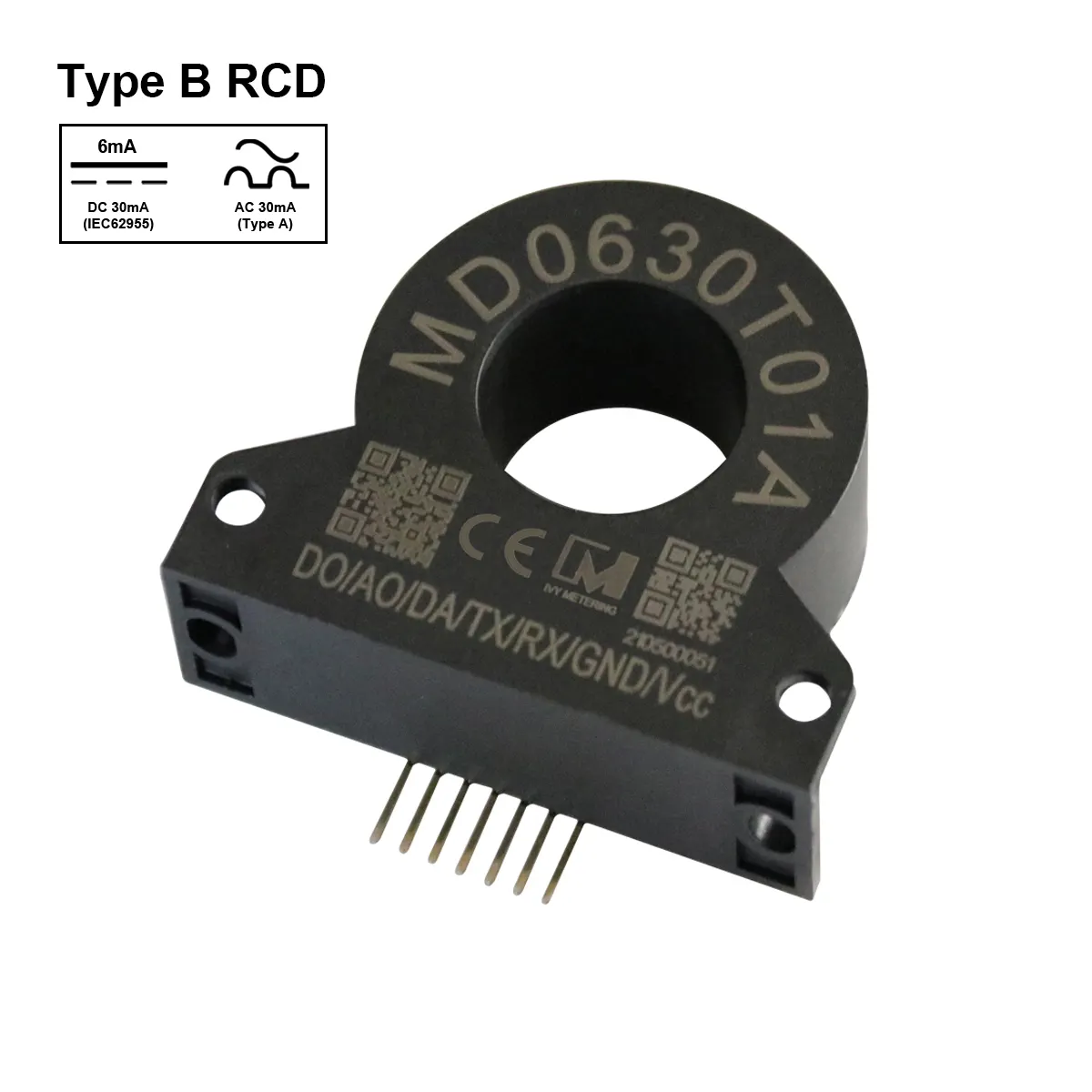 Ce Iec62752 Ul2231 6ma Dc Foutlekkage Bescherming Rcd Reststroom Ct Sensor Voor Evse