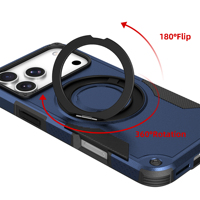 Coque antichute robuste de qualité industrielle pour iPhone 17 18 ProMax avec support anneau métallique – Vente en gros