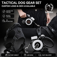 Harnais et laisse pour chien de grande race, robuste, anti-traction, gilet tactique réfléchissant, laisse rétractable de 16 pieds