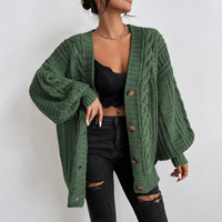 Cardigan long à capuche imprimé lettres - Manteau en tricot oversize ouvert sur le devant pour femme, idéal automne-hiver (vente en gros)