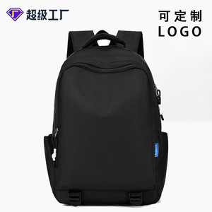 Student <b>Backpack</b> 15 Inches Solid Color <b>Computer</b> Interlayer Unisex Everyday Commuting Laptop Bag - Product Image 5