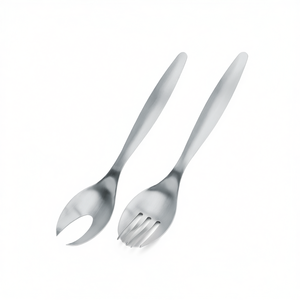 Salad Cutlery <b>Set</b> 6 <b>Pc</b> Metal Stainless Steel Serving Spoons Forks For Salad Bar Kitchen Use - Product Image 2