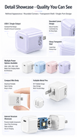 Chargeur rapide GaN 20W 30W 35W 45W 65W, chargeur PD, adaptateur de voyage portable, chargeur de téléphone portable USB-C avec câble de type C