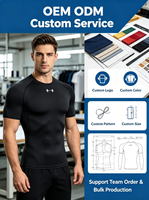 T-shirt de compression pour homme en polyester soie de lait, séchage rapide, manches courtes, pour la gym et le fitness, logo personnalisé, OEM ODM, vente en gros