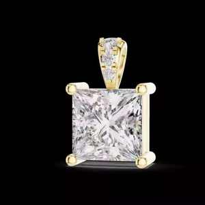 Colgante de Plata de Ley 925 de Primera Calidad, Chapado en Oro de 14K, con Diamante de Moissanita Cúbica con Corte Princesa, para Mujer, Joyería Elegante para Fiestas - Product Image 4